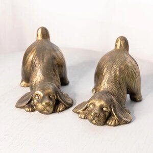Medium Gold Tone Dog Bookends